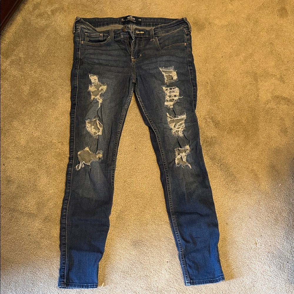 Hollister Dark Blue Distressed Skinny Jeans